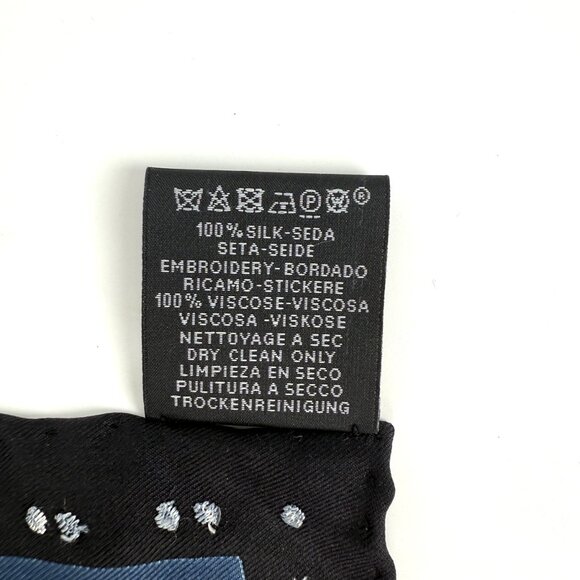 Authentic HERMES Robe Legere Embroidered Black Creme Silk Square Scarf 45 - Picture 14 of 15
